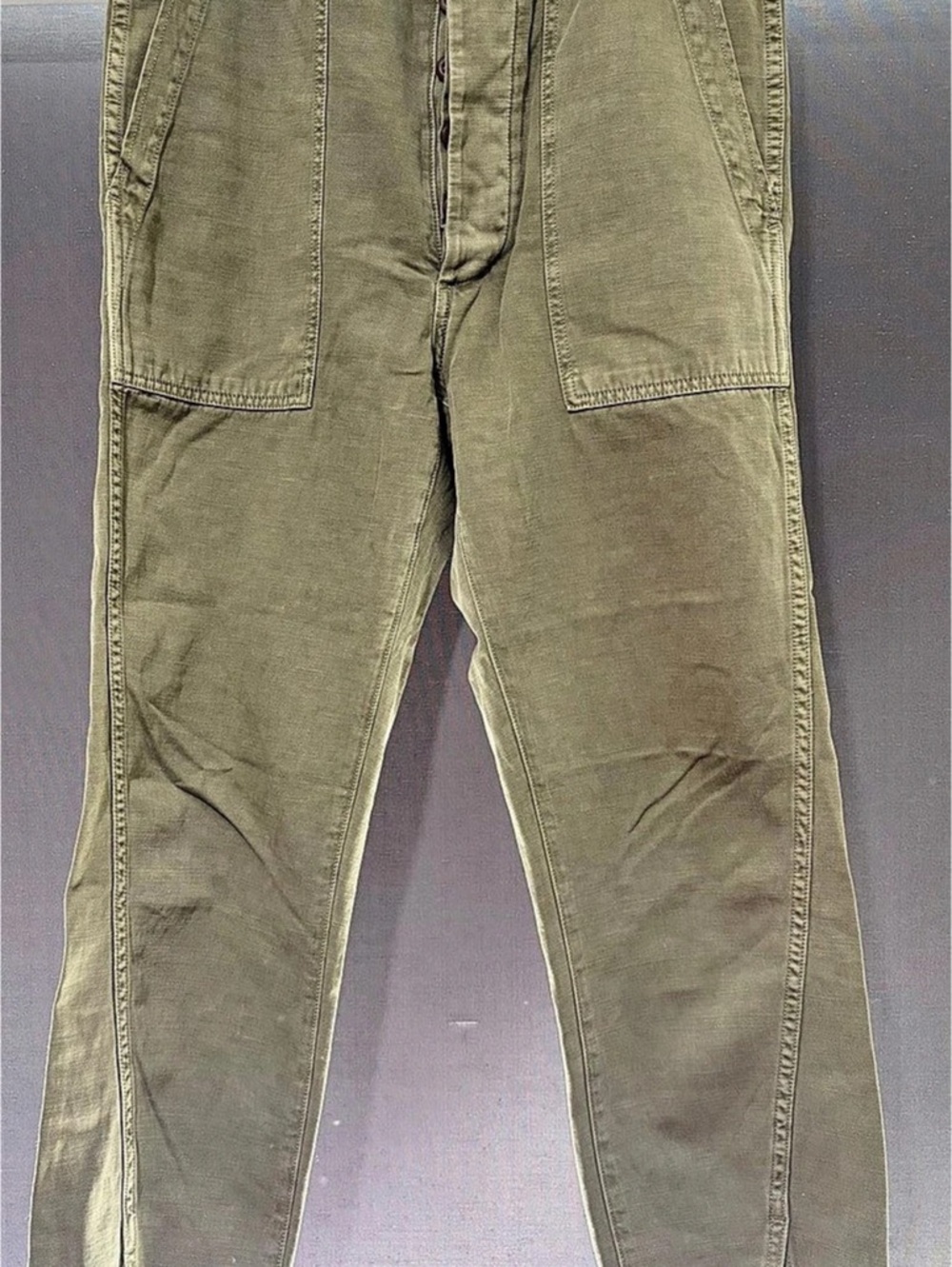Amo Army Twist Olive Cotton Linen Pants Waist 30